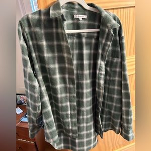 Madewell flannel shirt in green/white.